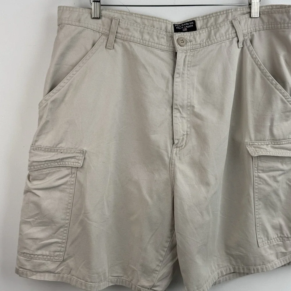 Polo Jeans Co Ralph Lauren Cargo Shorts Mens 40 Beige Utility Cotton Hiking Y2K